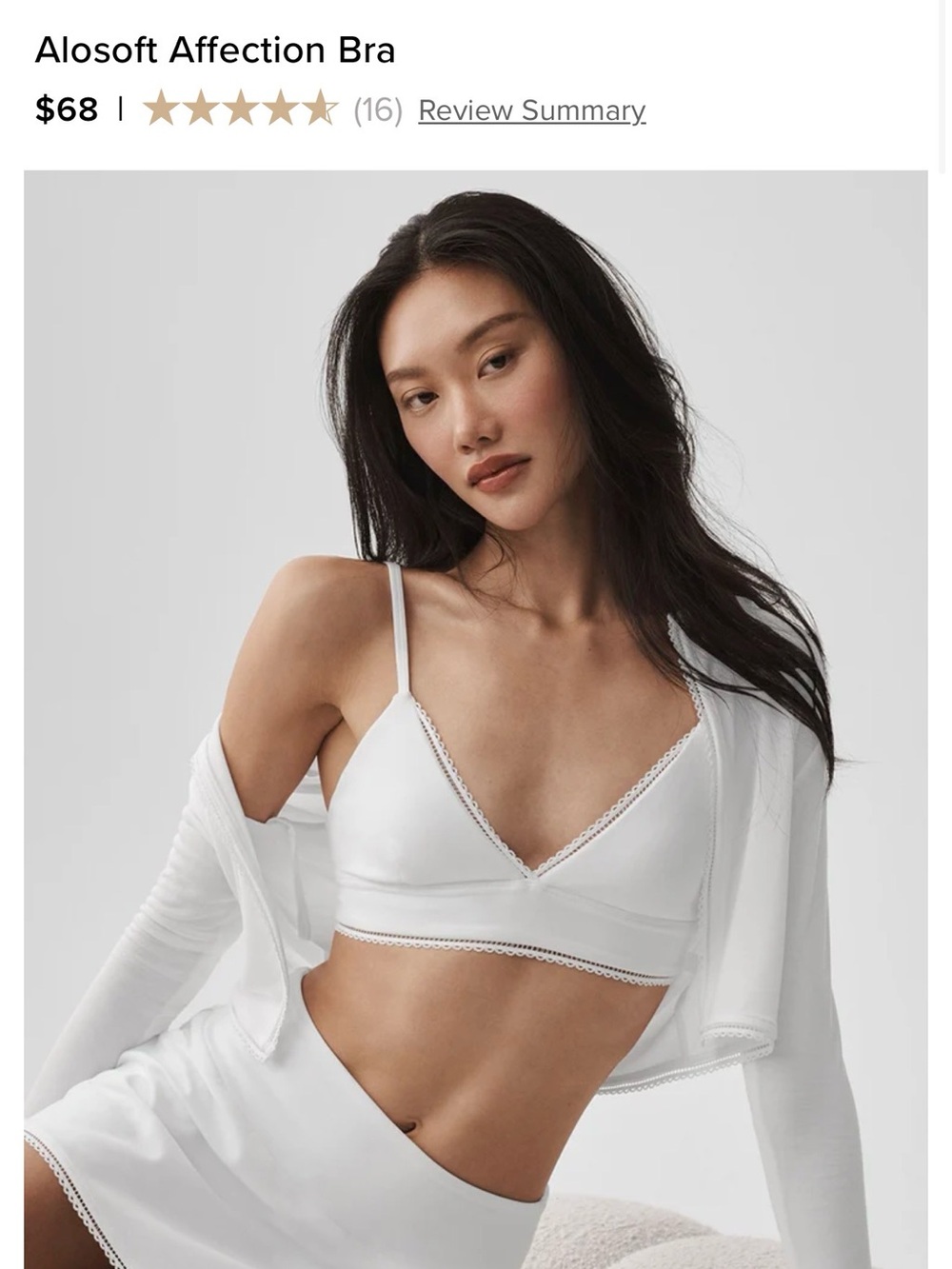 Alo Yoga Alosoft Affection Bra White - Small